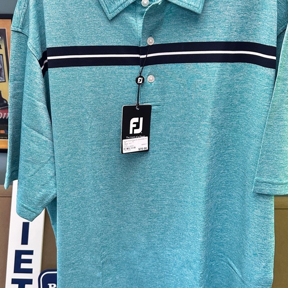 Men's FJ Turquoise polo - Picture 1 of 4